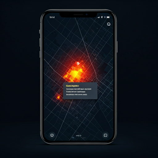 Scam Radar heatmap interface overlaid on a city map